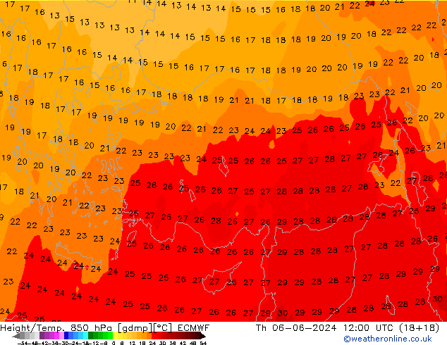 Z500/Rain (+SLP)/Z850 ECMWF gio 06.06.2024 12 UTC