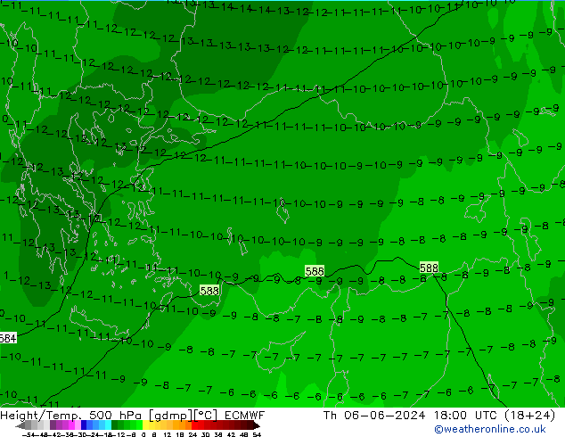 Z500/Rain (+SLP)/Z850 ECMWF czw. 06.06.2024 18 UTC