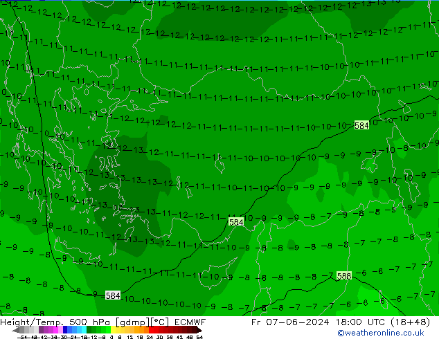 Z500/Rain (+SLP)/Z850 ECMWF Fr 07.06.2024 18 UTC