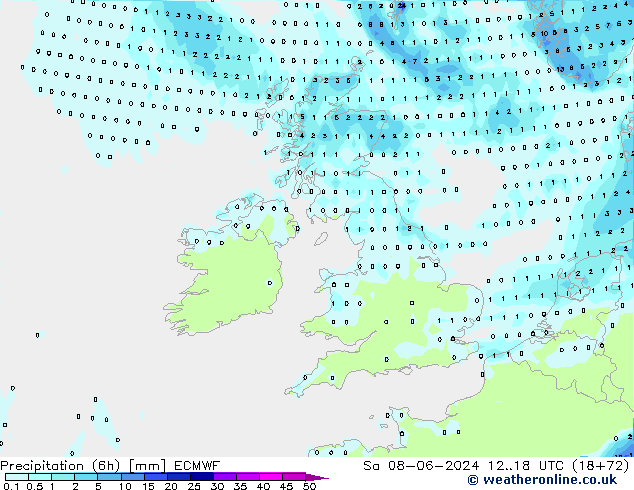 Z500/Rain (+SLP)/Z850 ECMWF sáb 08.06.2024 18 UTC