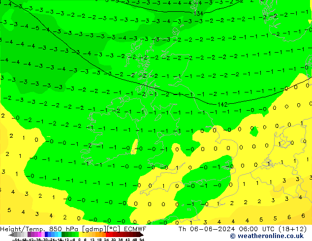 Z500/Yağmur (+YB)/Z850 ECMWF Per 06.06.2024 06 UTC