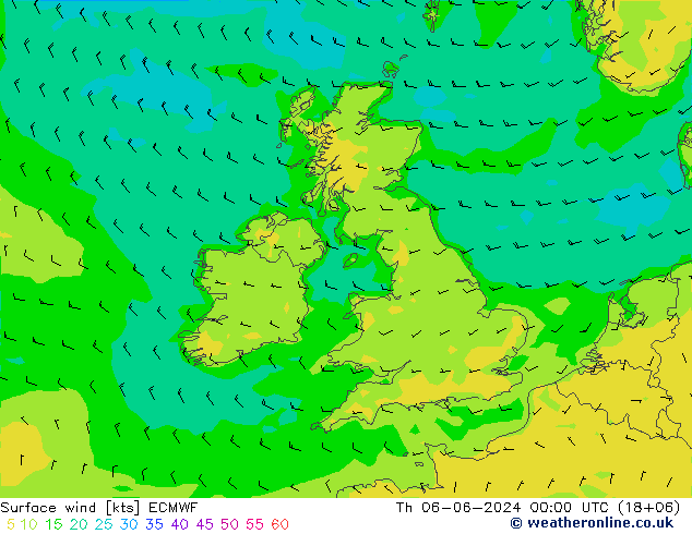 Vent 10 m ECMWF jeu 06.06.2024 00 UTC