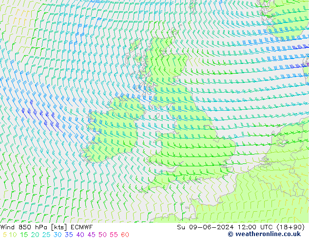 Wind 850 hPa ECMWF Su 09.06.2024 12 UTC