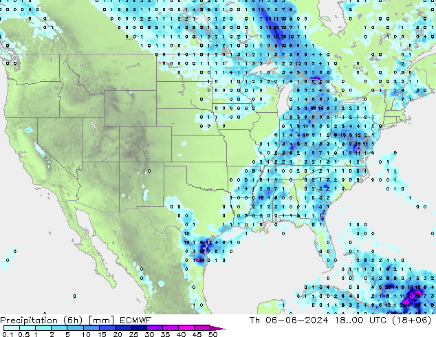 Z500/Rain (+SLP)/Z850 ECMWF czw. 06.06.2024 00 UTC