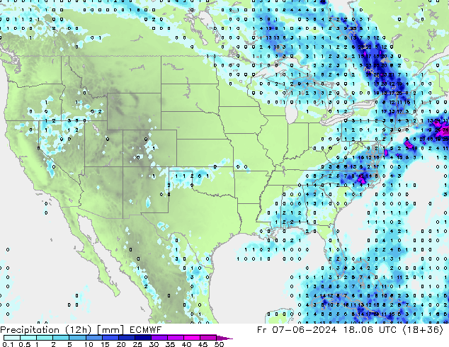 Precipitação (12h) ECMWF Sex 07.06.2024 06 UTC