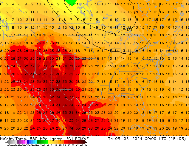 Z500/Rain (+SLP)/Z850 ECMWF czw. 06.06.2024 00 UTC