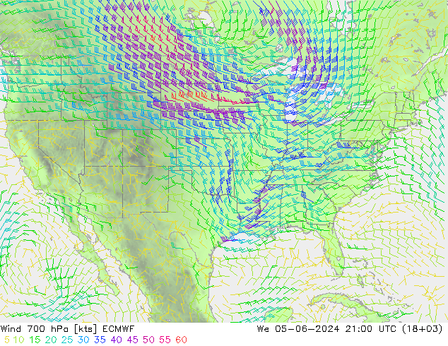 Wind 700 hPa ECMWF We 05.06.2024 21 UTC