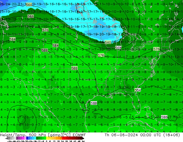 Z500/Rain (+SLP)/Z850 ECMWF czw. 06.06.2024 00 UTC