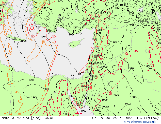 Theta-e 700гПа ECMWF сб 08.06.2024 15 UTC