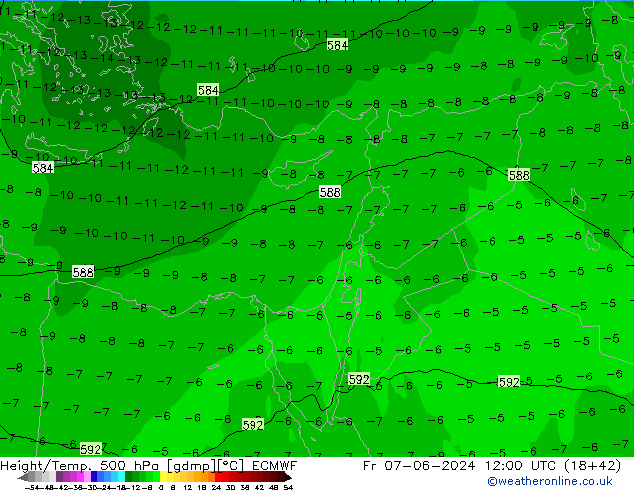 Z500/Rain (+SLP)/Z850 ECMWF ven 07.06.2024 12 UTC