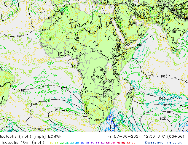 Izotacha (mph) ECMWF pt. 07.06.2024 12 UTC