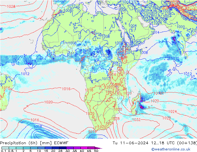 Z500/Rain (+SLP)/Z850 ECMWF wto. 11.06.2024 18 UTC