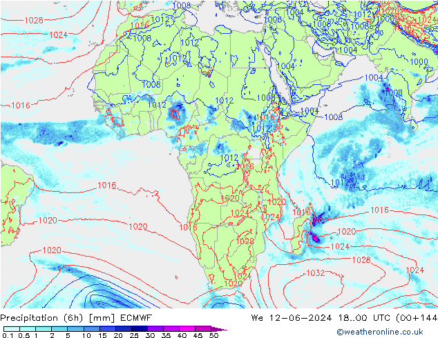 Z500/Yağmur (+YB)/Z850 ECMWF Çar 12.06.2024 00 UTC