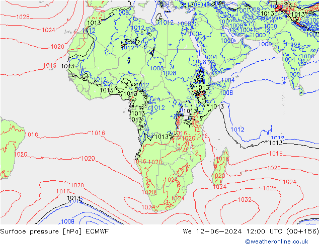 Luchtdruk (Grond) ECMWF wo 12.06.2024 12 UTC