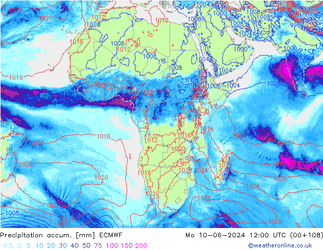 Precipitation accum. ECMWF  10.06.2024 12 UTC