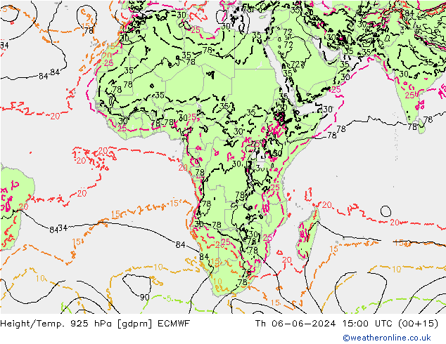 Height/Temp. 925 hPa ECMWF gio 06.06.2024 15 UTC