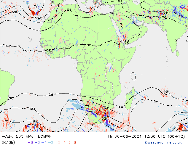 T-Adv. 500 hPa ECMWF  06.06.2024 12 UTC