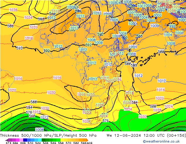 Dikte 500-1000hPa ECMWF wo 12.06.2024 12 UTC