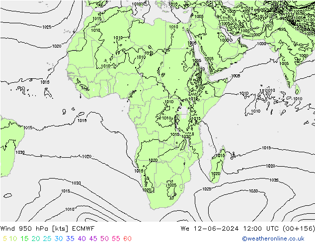 Wind 950 hPa ECMWF wo 12.06.2024 12 UTC