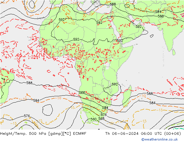 Geop./Temp. 500 hPa ECMWF jue 06.06.2024 06 UTC