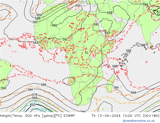 Yükseklik/Sıc. 500 hPa ECMWF Per 13.06.2024 12 UTC