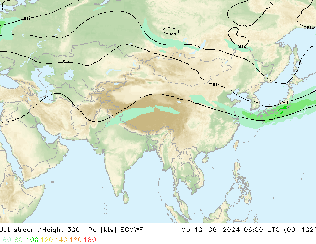 Prąd strumieniowy ECMWF pon. 10.06.2024 06 UTC