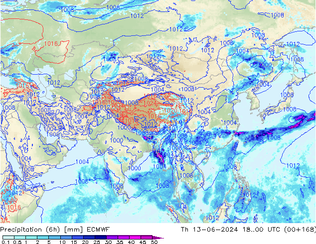 Z500/Rain (+SLP)/Z850 ECMWF  13.06.2024 00 UTC