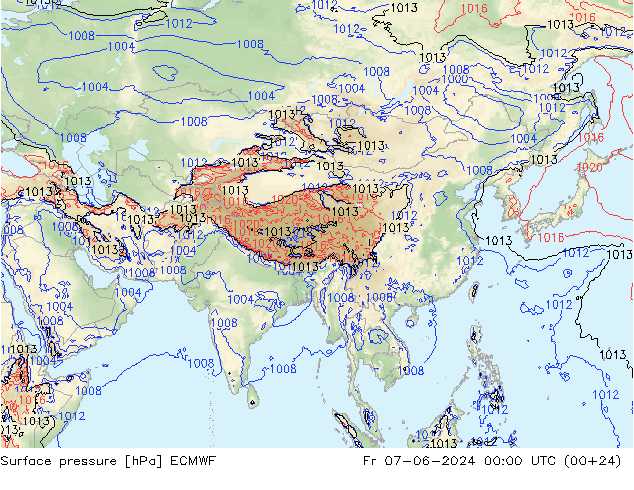 Yer basıncı ECMWF Cu 07.06.2024 00 UTC