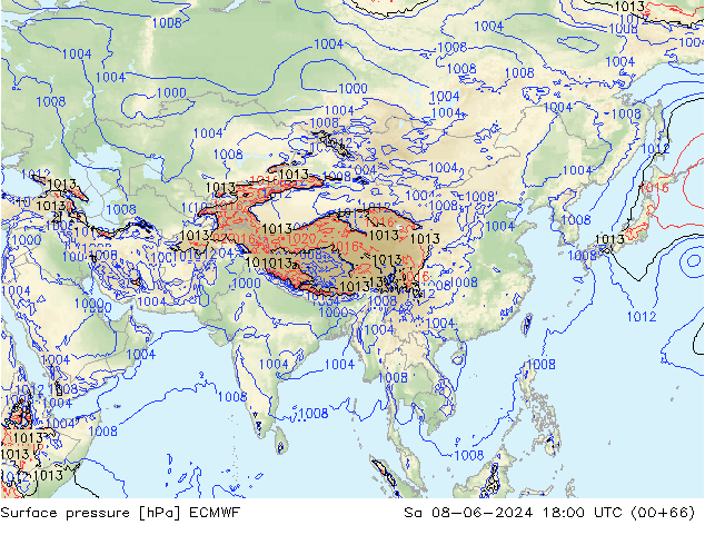 приземное давление ECMWF сб 08.06.2024 18 UTC