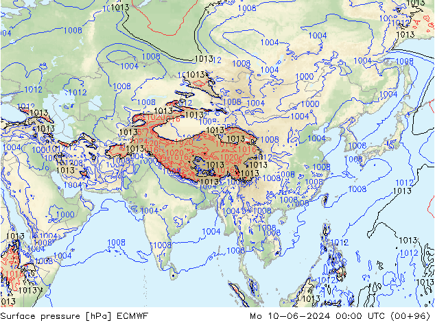 Luchtdruk (Grond) ECMWF ma 10.06.2024 00 UTC