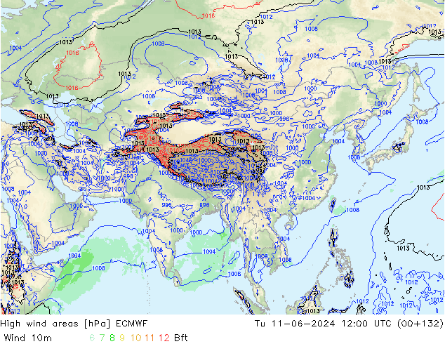 High wind areas ECMWF Ter 11.06.2024 12 UTC