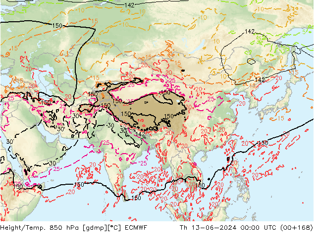 Z500/Rain (+SLP)/Z850 ECMWF  13.06.2024 00 UTC