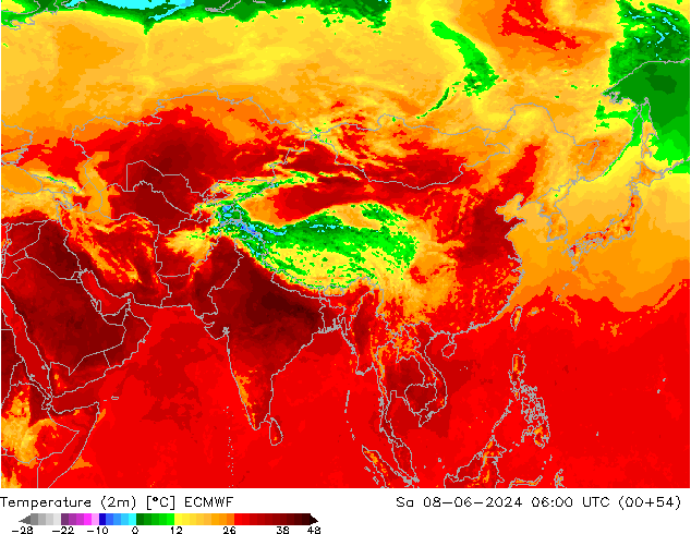 Temperatura (2m) ECMWF Sáb 08.06.2024 06 UTC