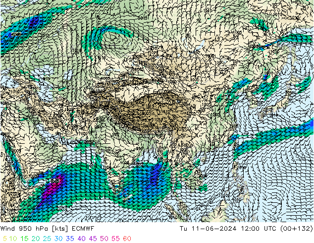 Viento 950 hPa ECMWF mar 11.06.2024 12 UTC