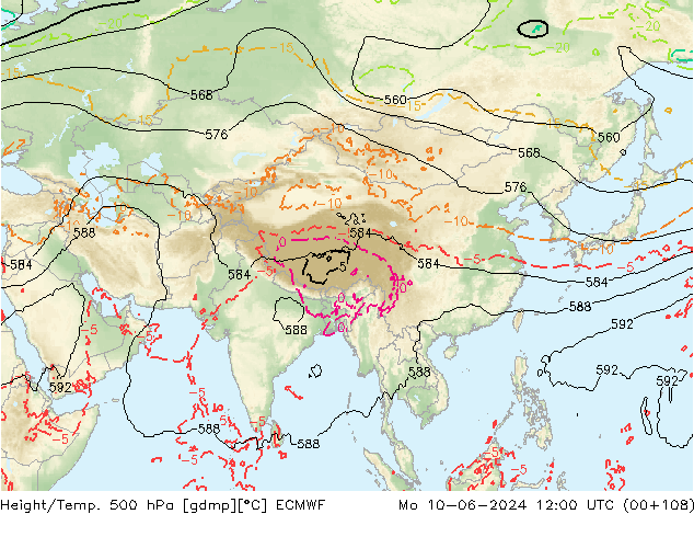 Z500/Rain (+SLP)/Z850 ECMWF Mo 10.06.2024 12 UTC