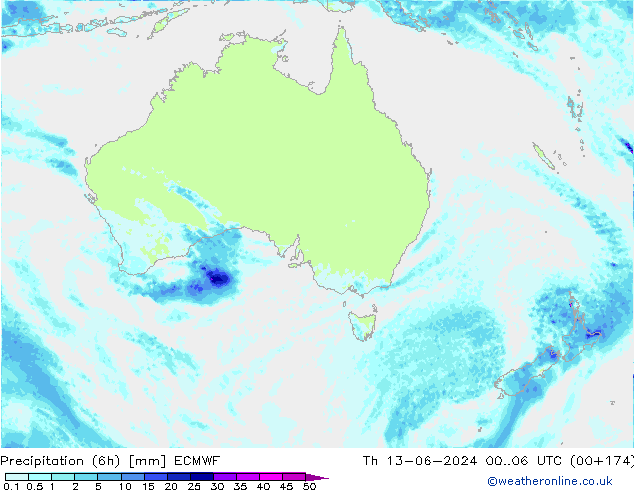 Yağış (6h) ECMWF Per 13.06.2024 06 UTC