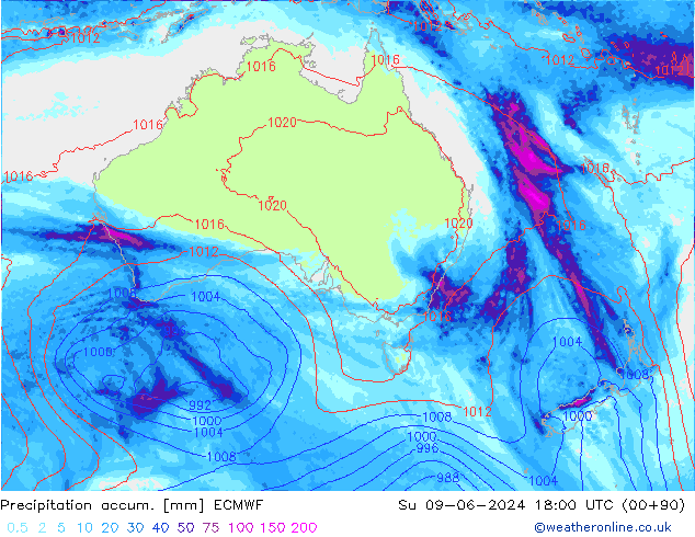 Precipitation accum. ECMWF  09.06.2024 18 UTC