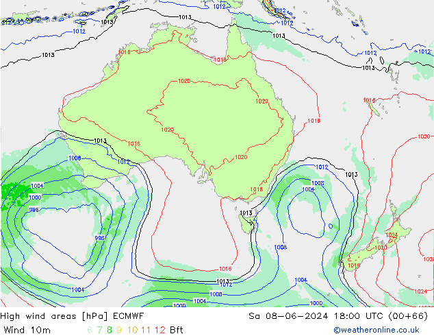 Windvelden ECMWF za 08.06.2024 18 UTC