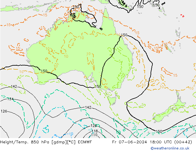 Height/Temp. 850 гПа ECMWF пт 07.06.2024 18 UTC