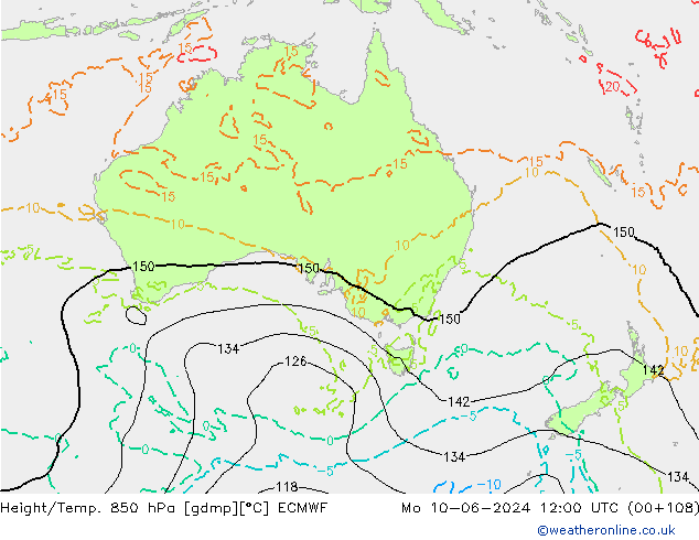 Height/Temp. 850 hPa ECMWF Mo 10.06.2024 12 UTC