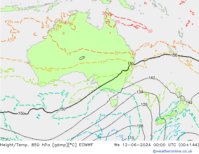 Yükseklik/Sıc. 850 hPa ECMWF Çar 12.06.2024 00 UTC