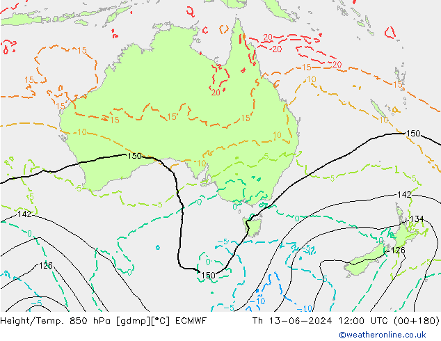 Z500/Yağmur (+YB)/Z850 ECMWF Per 13.06.2024 12 UTC