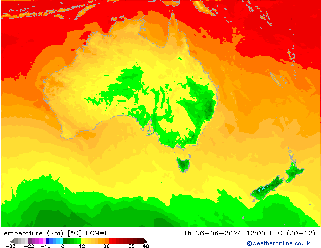 Temperaturkarte (2m) ECMWF Do 06.06.2024 12 UTC