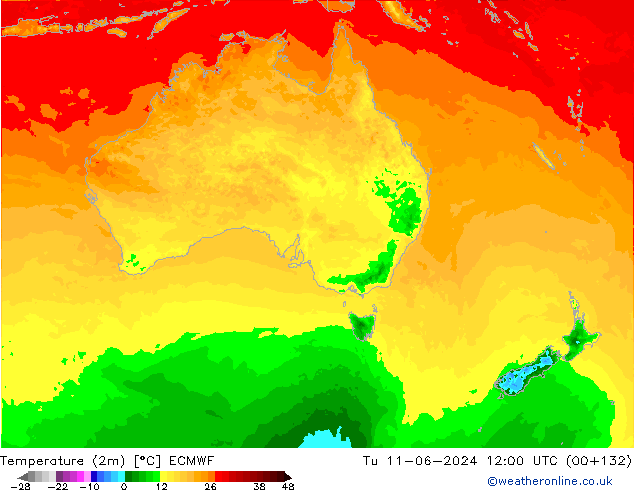 température (2m) ECMWF mar 11.06.2024 12 UTC