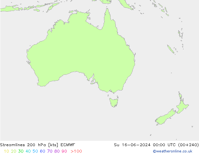 Ligne de courant 200 hPa ECMWF dim 16.06.2024 00 UTC