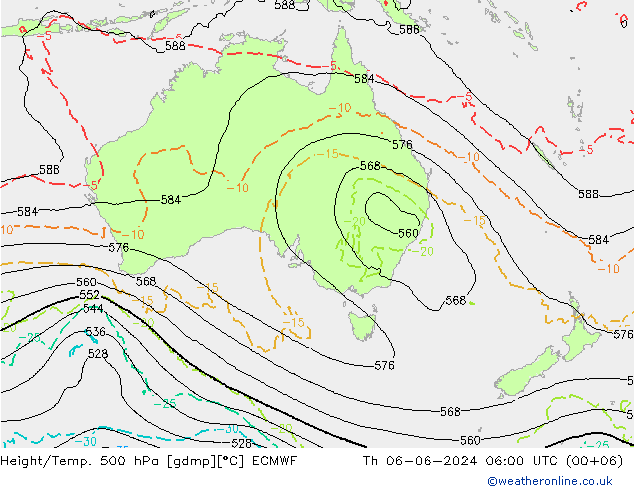 Z500/Rain (+SLP)/Z850 ECMWF Th 06.06.2024 06 UTC