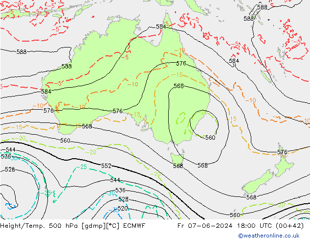 Height/Temp. 500 hPa ECMWF Fr 07.06.2024 18 UTC