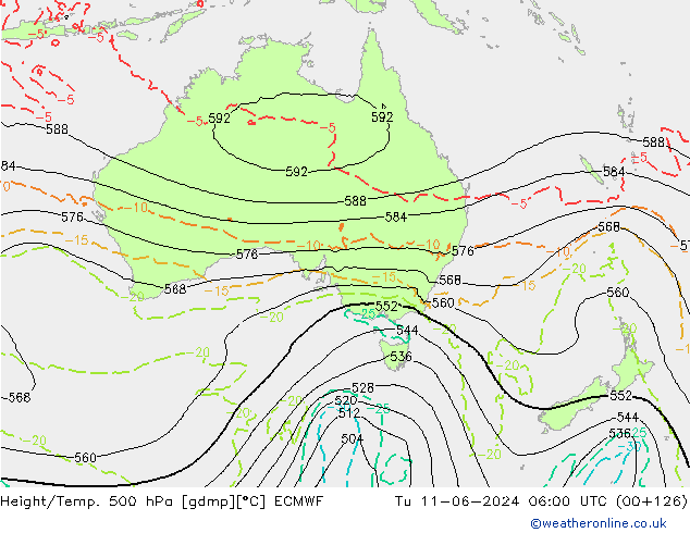 Z500/Rain (+SLP)/Z850 ECMWF Tu 11.06.2024 06 UTC