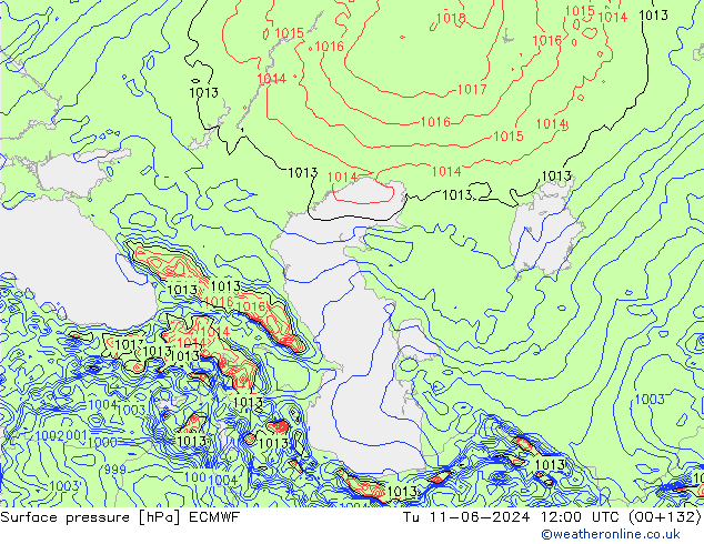 pressão do solo ECMWF Ter 11.06.2024 12 UTC