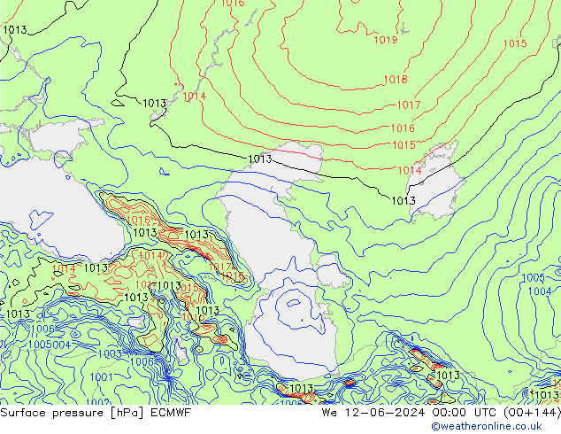 pressão do solo ECMWF Qua 12.06.2024 00 UTC